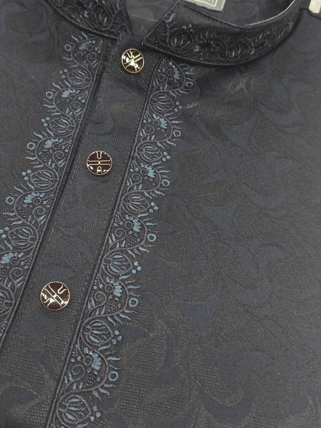 Premium Navy Jacquard Panjabi