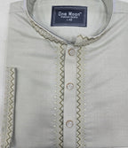 Premium Embroidered Jacquard Panjabi – Sage Grey