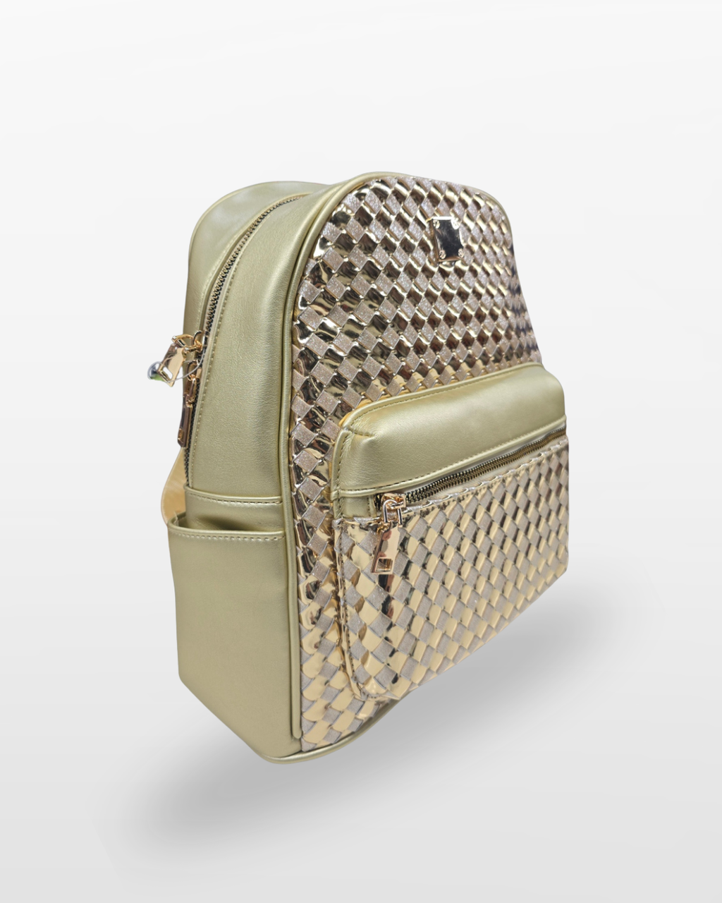 Luxury Woven Pattern Mini Backpack White