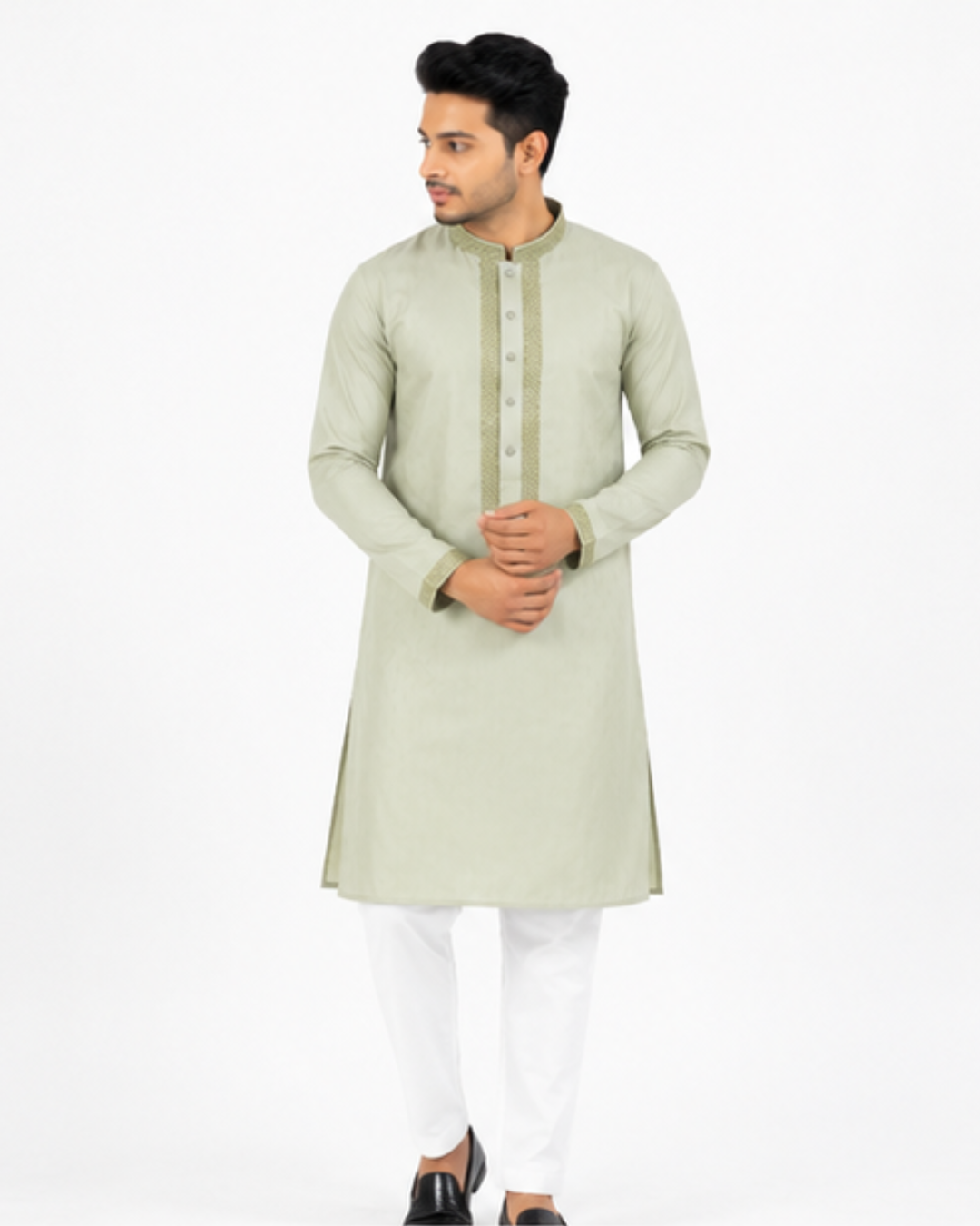Premium Sage Green Embroidered Panjabi
