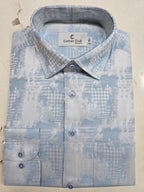 Premium Sky Blue Printed Formal Shirt