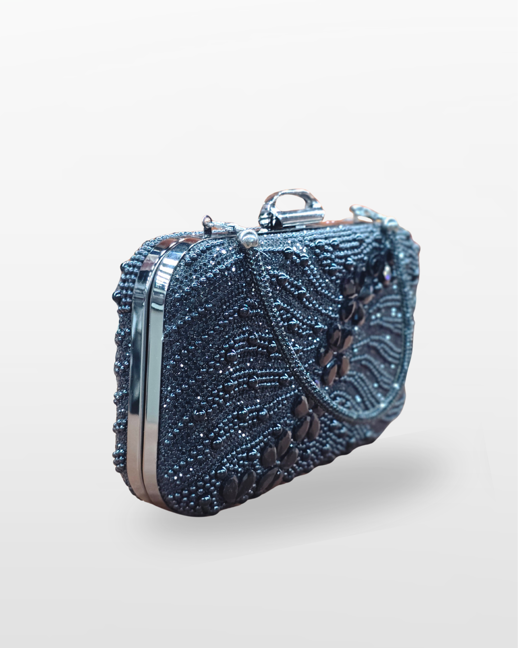 Pearl Blossom Embellished Chain Clutch Bag