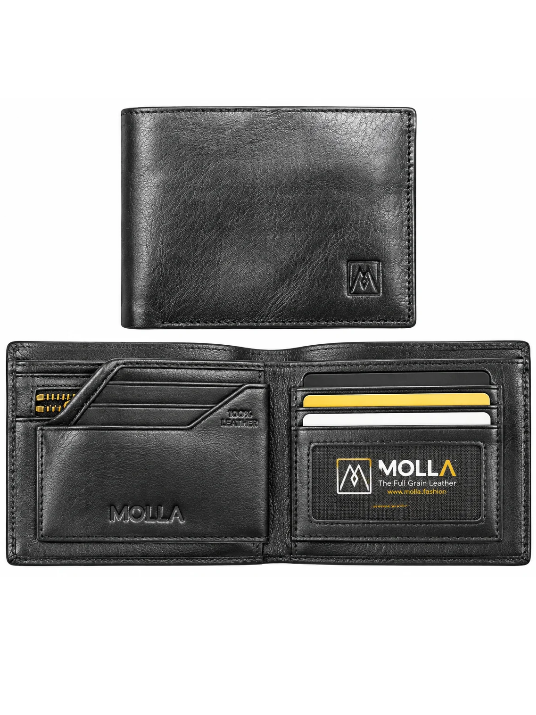 MOLLA Premium Genuine Leather Bifold Wallet