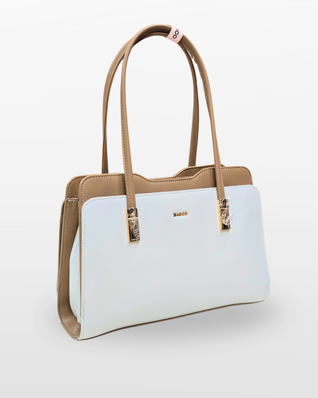 Molla Elegant White & Beige Women's Handbag