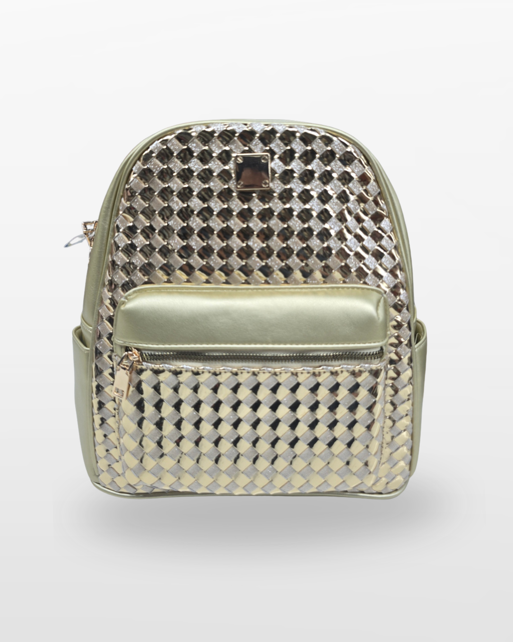 Luxury Woven Pattern Mini Backpack White