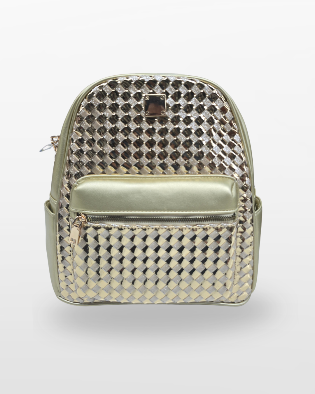 Luxury Woven Pattern Mini Backpack White