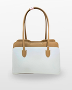 Molla Elegant White & Beige Women's Handbag