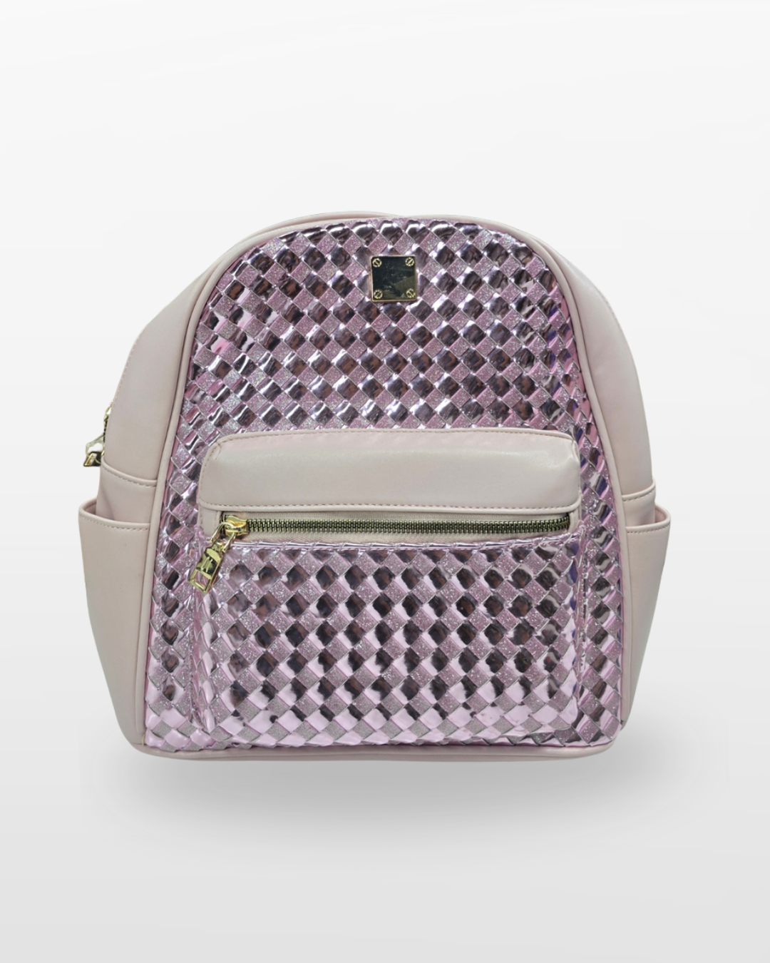 Luxury Woven Pattern Mini Backpack White