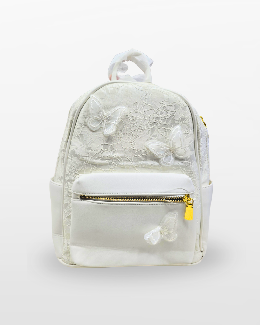 Luxury Woven Pattern Mini Backpack White