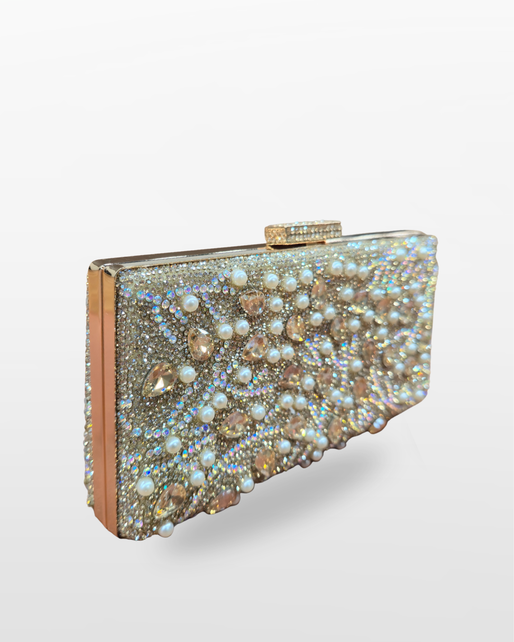 Gold Crystal Embellished Clutch