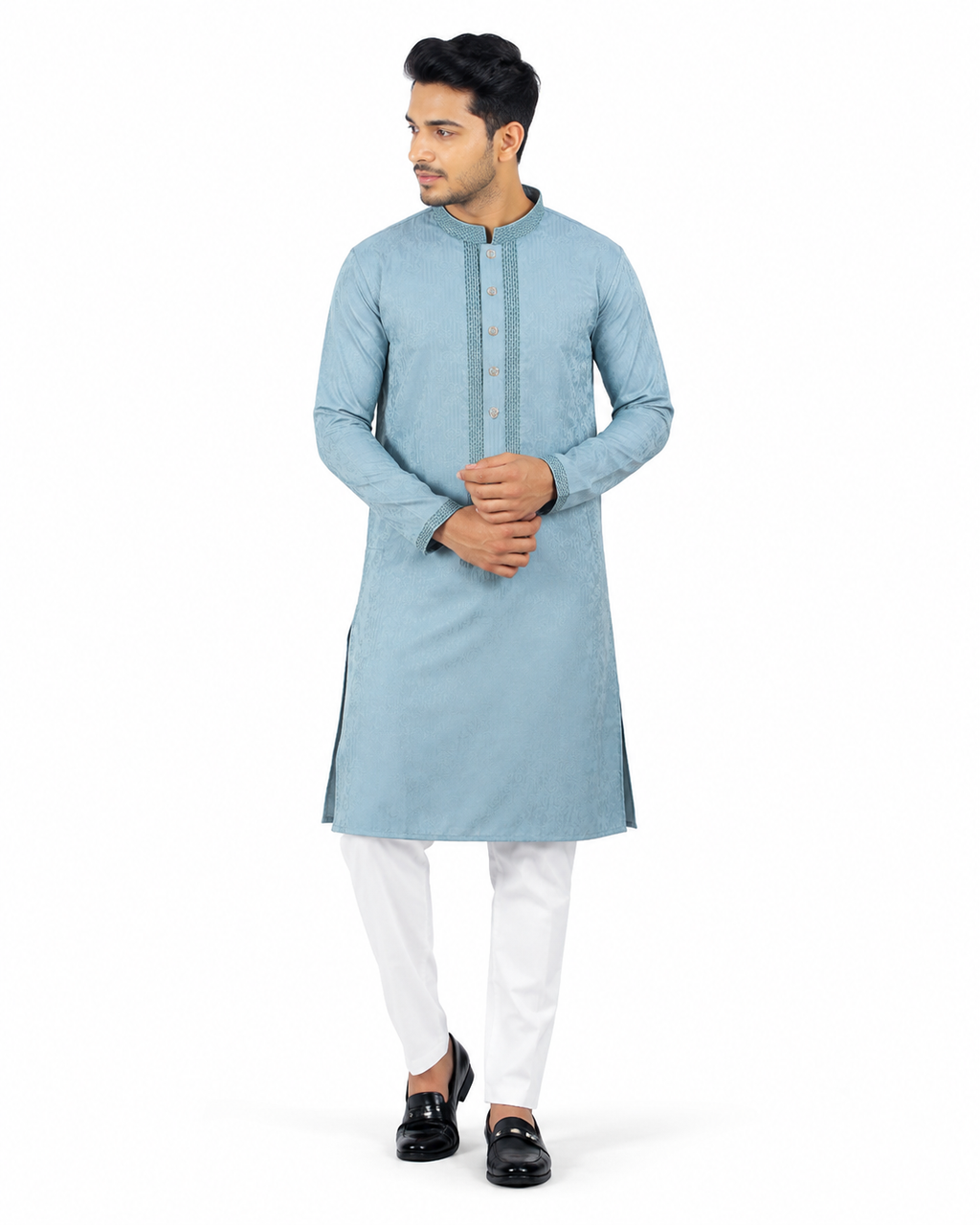 Premium Sky Blue Embroidered Panjabi