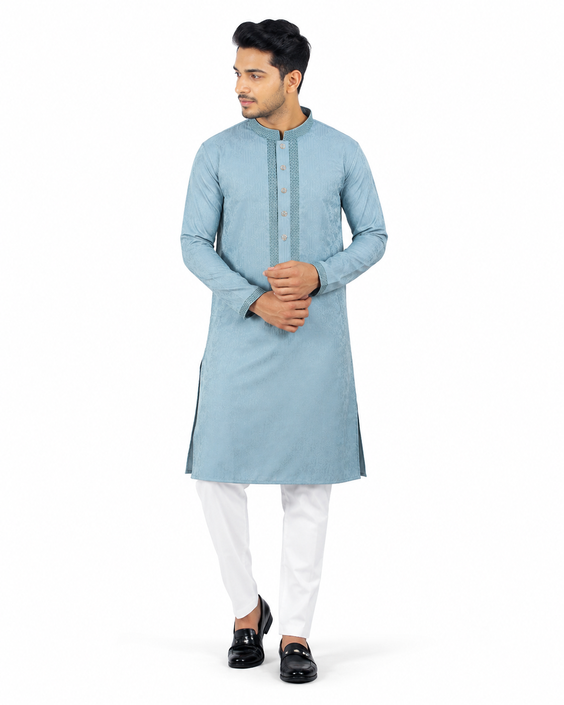 Premium Sky Blue Embroidered Panjabi
