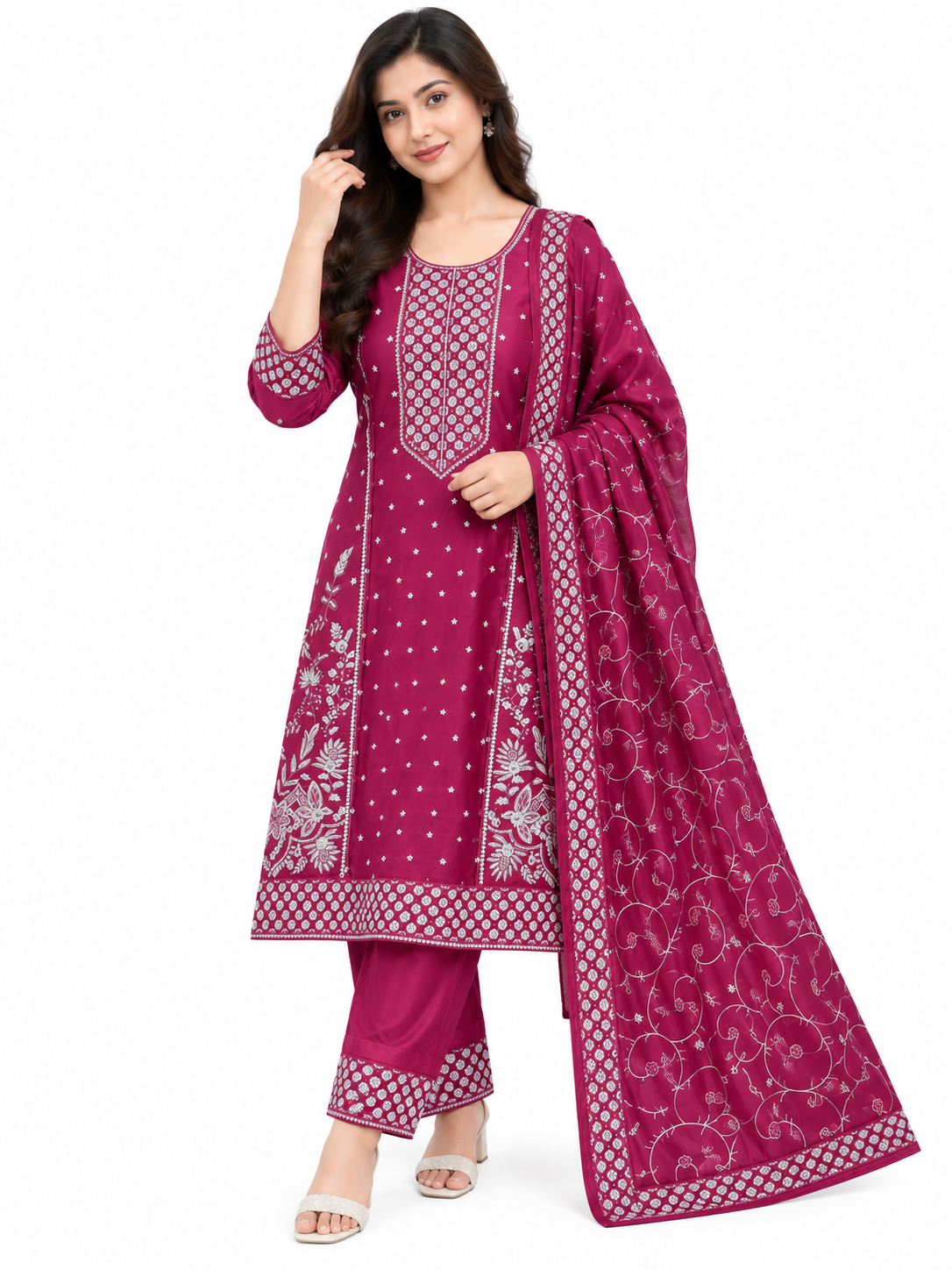 Premium Organdy Embroidered 3-Piece Set