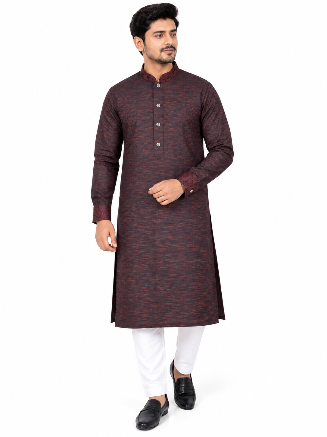 Premium Maroon Textured Panjabi