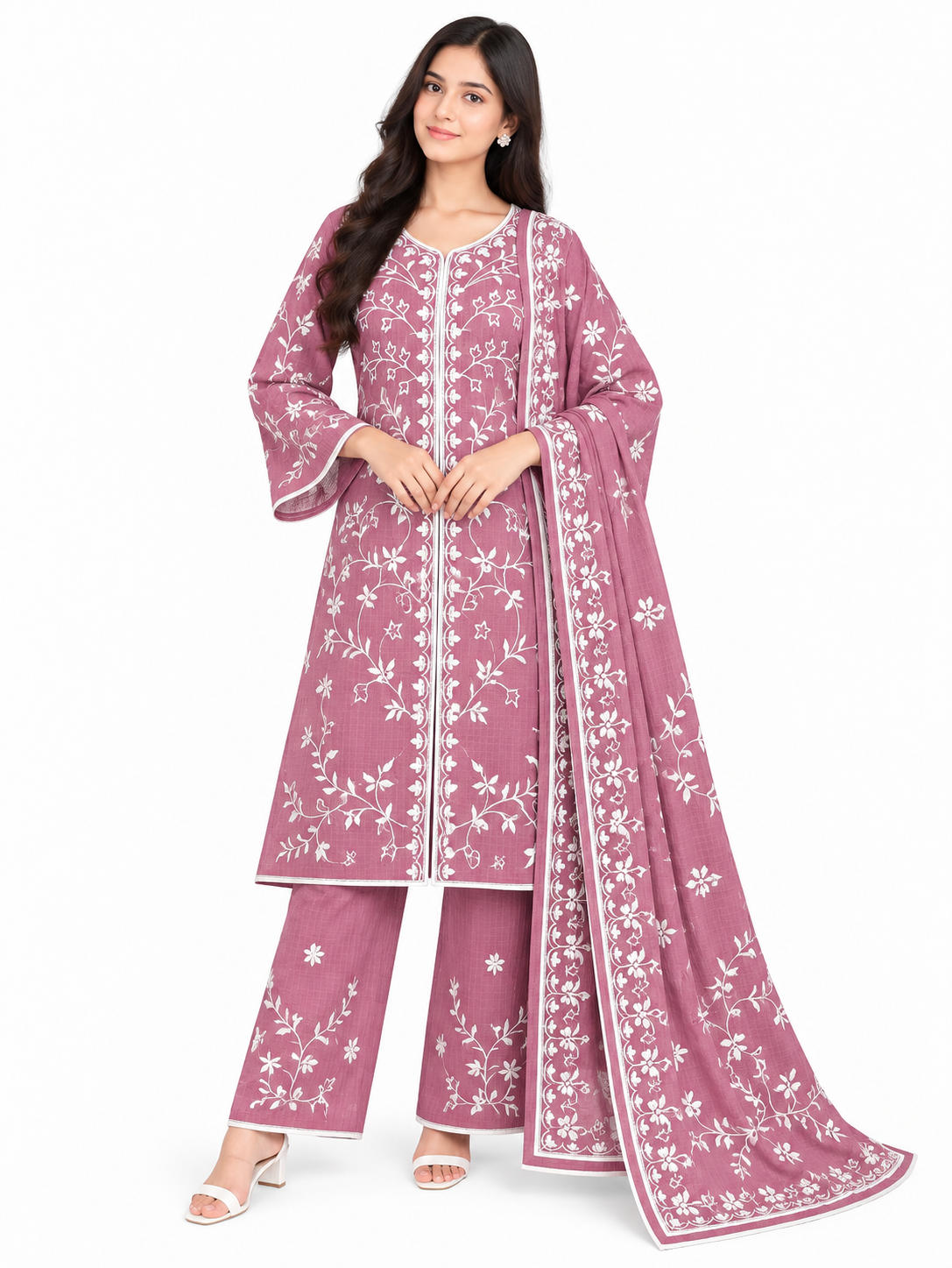 Premium Floral Embroidered 3-Piece Set