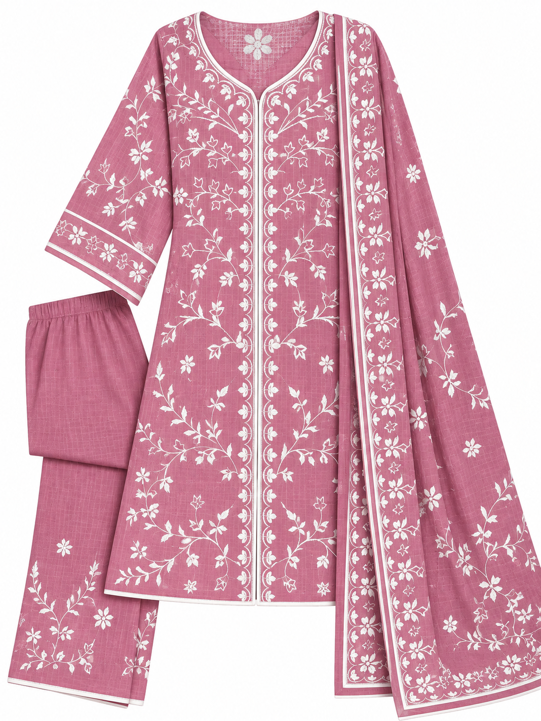 Premium Floral Embroidered 3-Piece Set