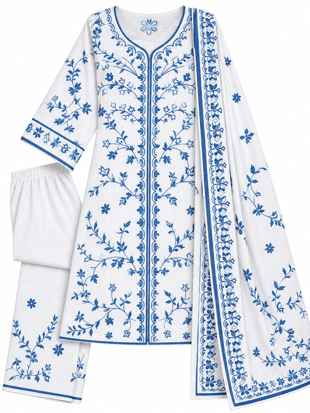 Premium Floral Embroidered 3-Piece Set