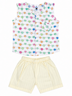 Baby Heart Print Shirt & Shorts Set