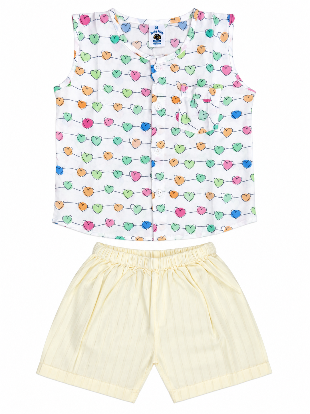 Baby Heart Print Shirt & Shorts Set