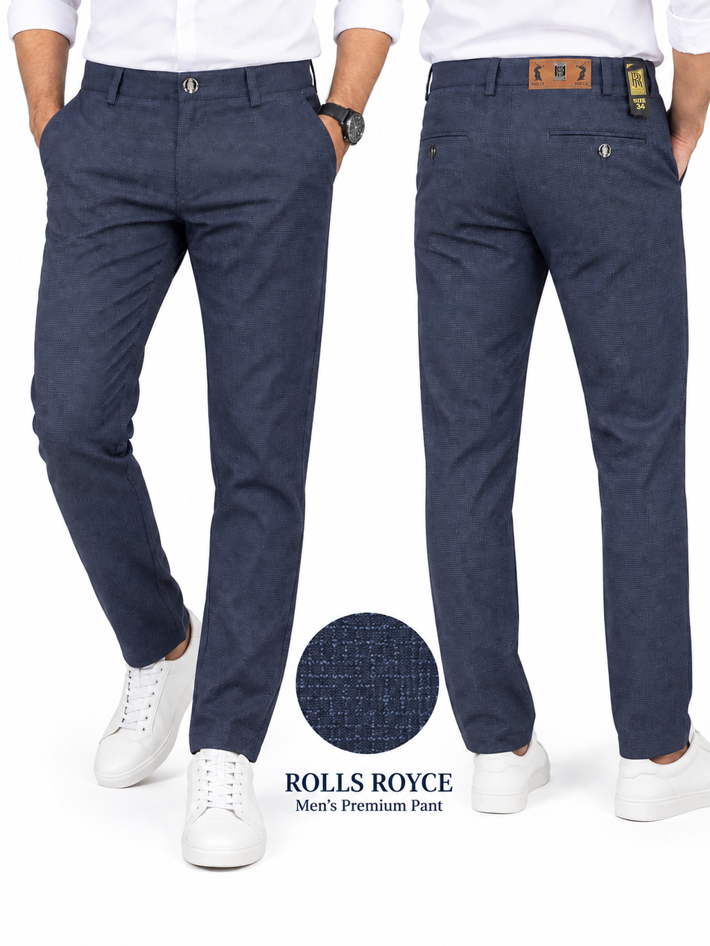 Men’s Premium Textured Gabardine Pant – Navy Blue