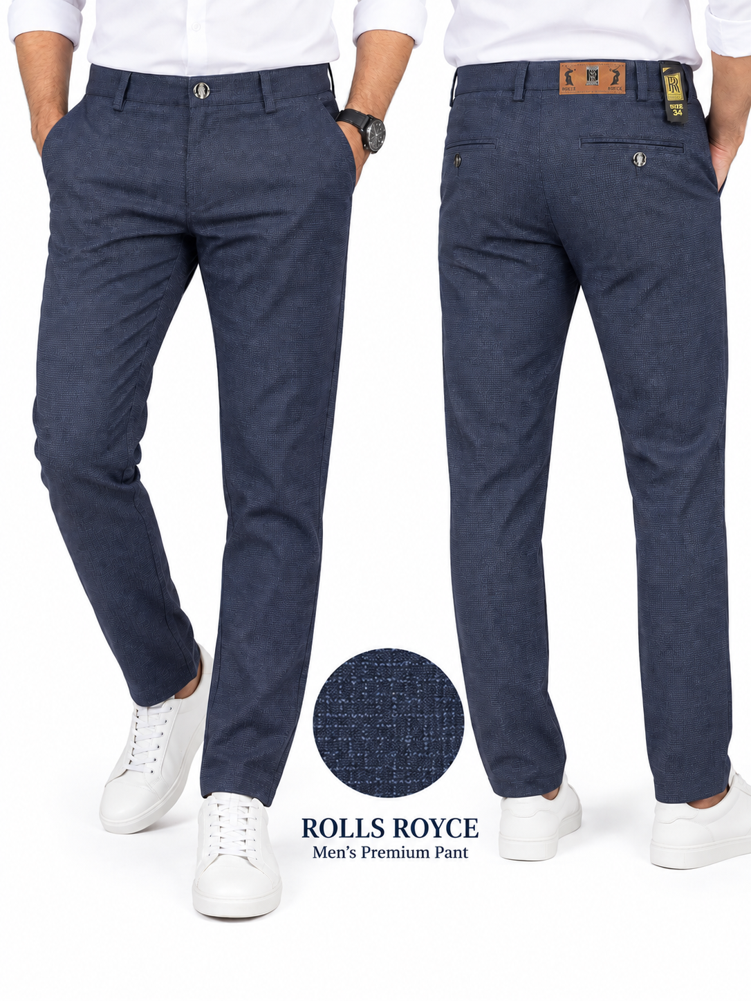 Men’s Premium Textured Gabardine Pant – Navy Blue