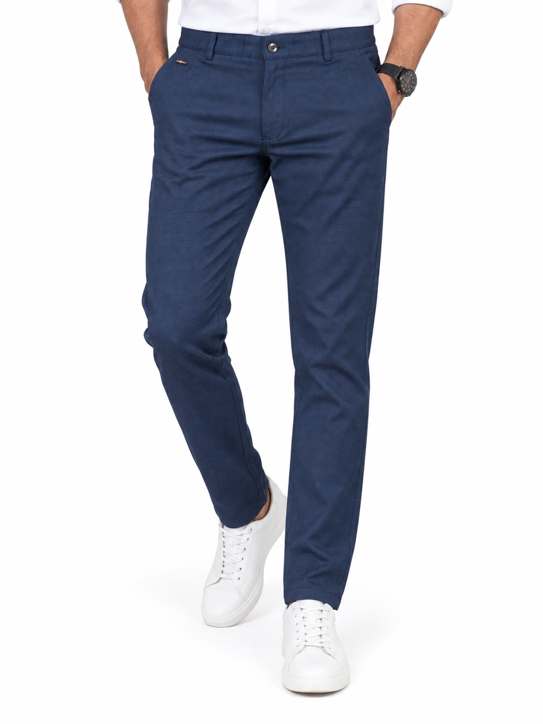 Men’s Premium Textured Gabardine Pant – Navy Blue