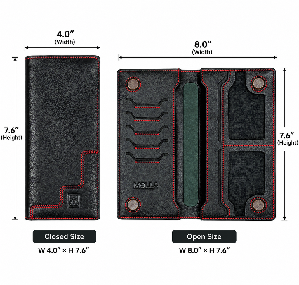 Molla Premium Long Leather Wallet – Black