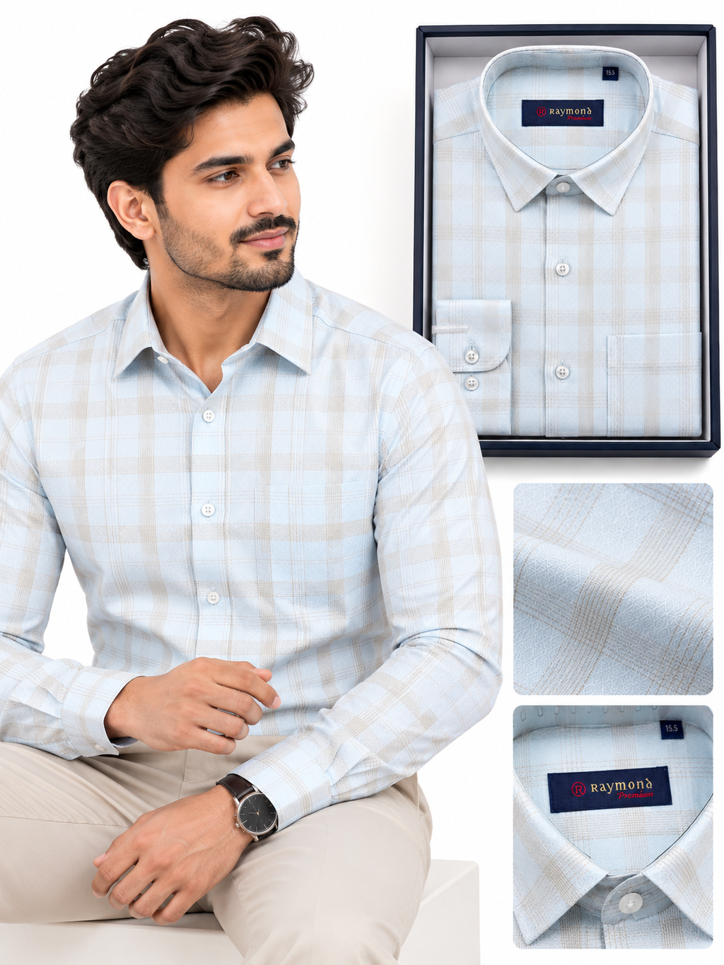 Premium Sky Blue Check Formal Shirt