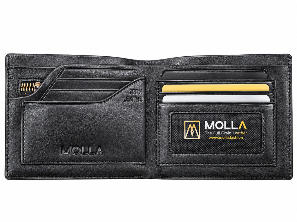 MOLLA Premium Genuine Leather Bifold Wallet