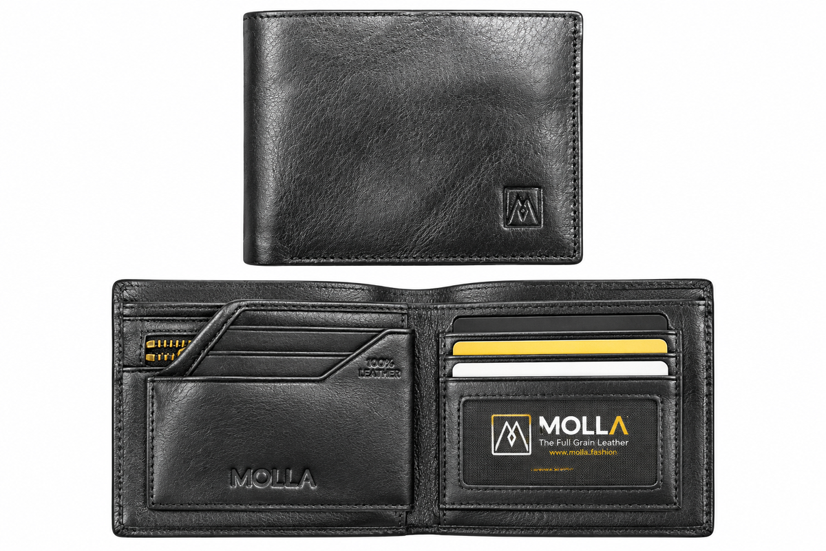 MOLLA Premium Genuine Leather Bifold Wallet