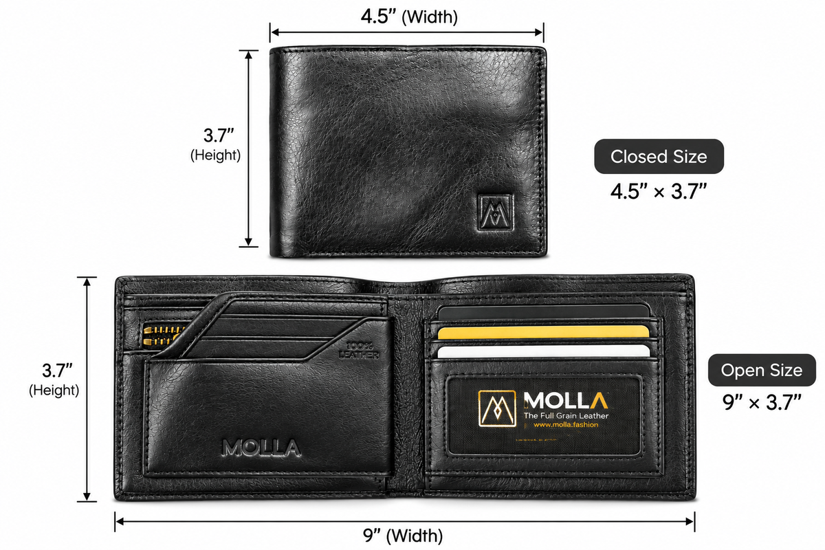 MOLLA Premium Genuine Leather Bifold Wallet