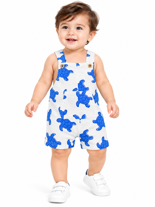 Baby Boys’ Blue Turtle Print Romper