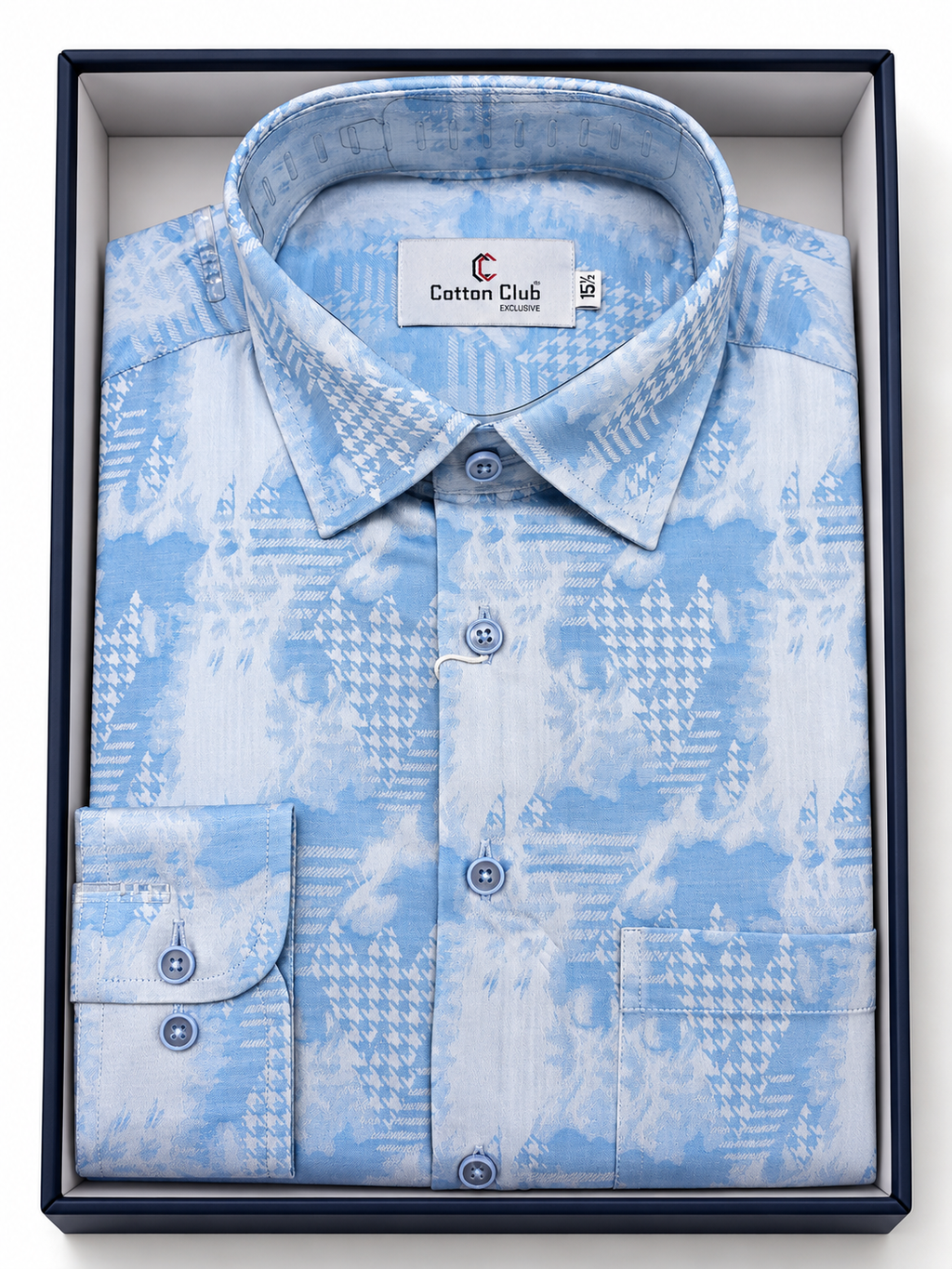 Premium Sky Blue Printed Formal Shirt