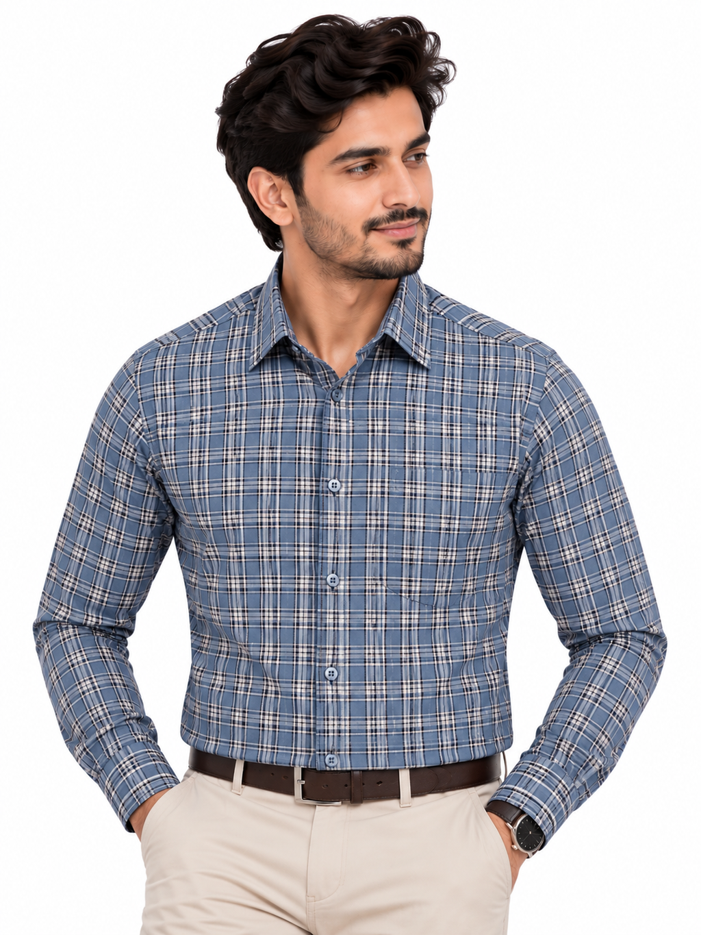 Premium Blue Check Formal Shirt