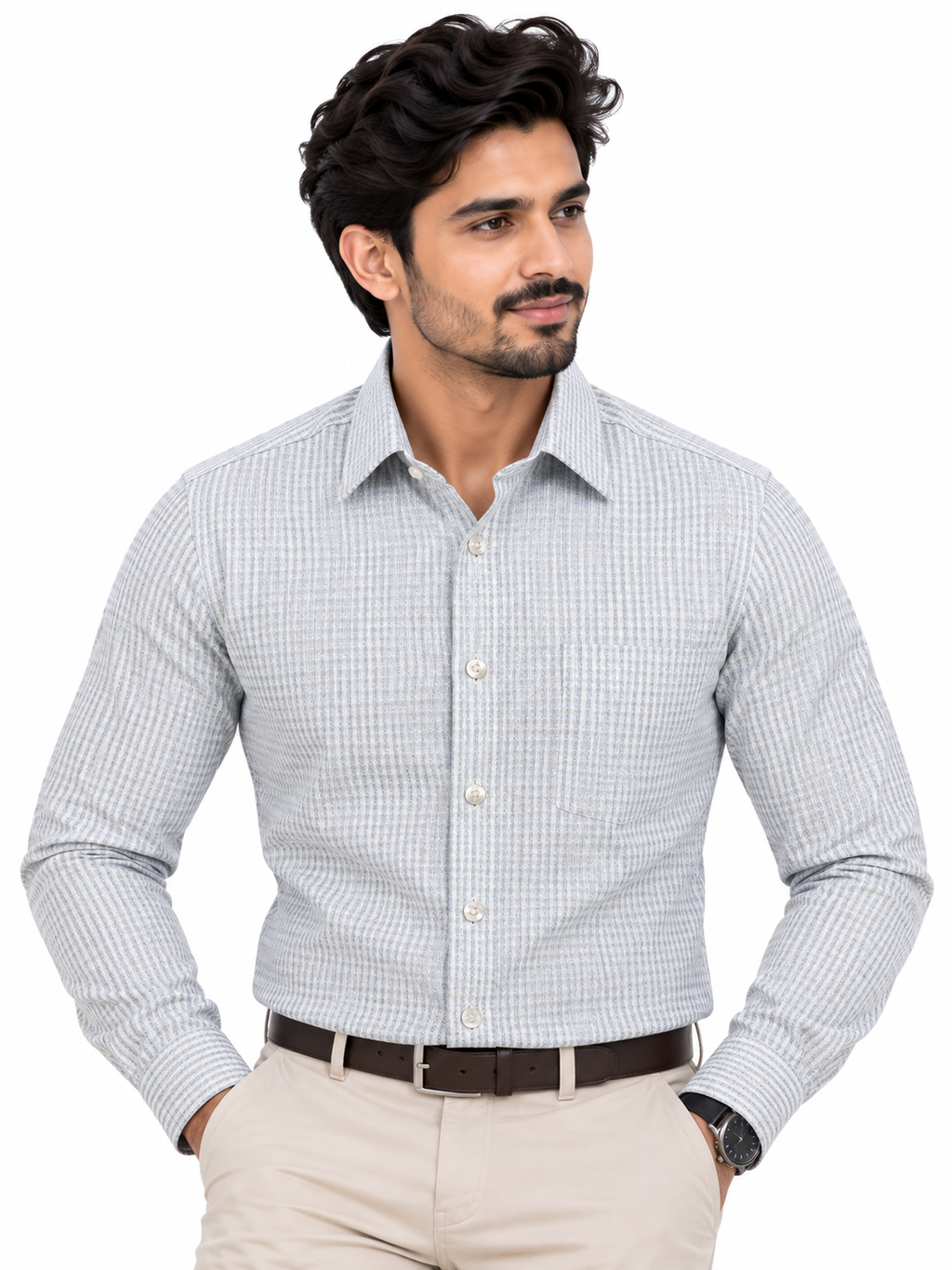 Premium Ice Blue Textured Formal Shirt