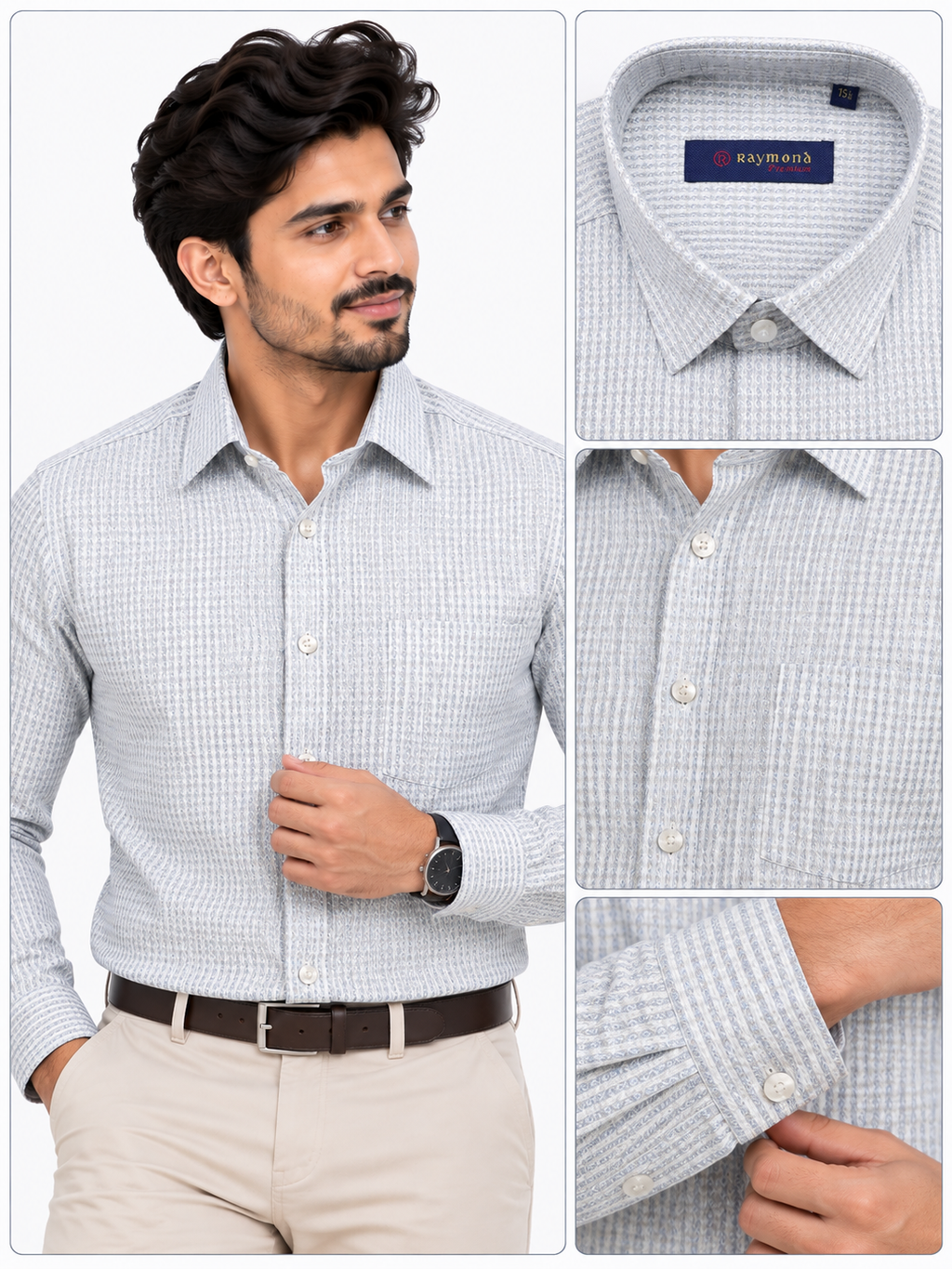 Premium Ice Blue Textured Formal Shirt
