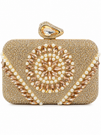 Black Pearl & Crystal Floral Embellished Clutch