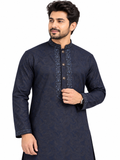 Premium Navy Jacquard Panjabi
