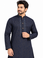 Premium Navy Jacquard Panjabi