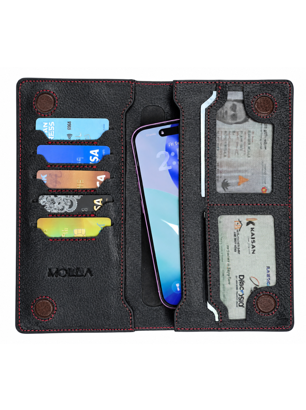 Molla Premium Long Leather Wallet – Black