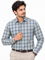 Premium Blue Plaid Formal Shirt