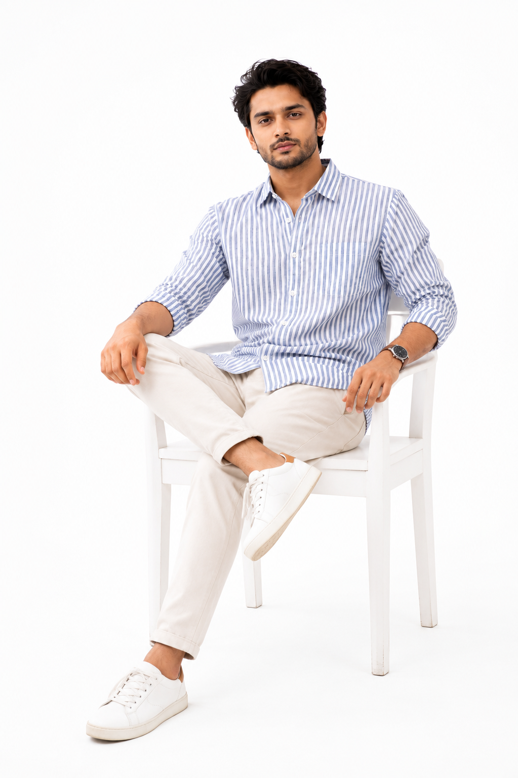 Classic Blue Stripe Casual Shirt