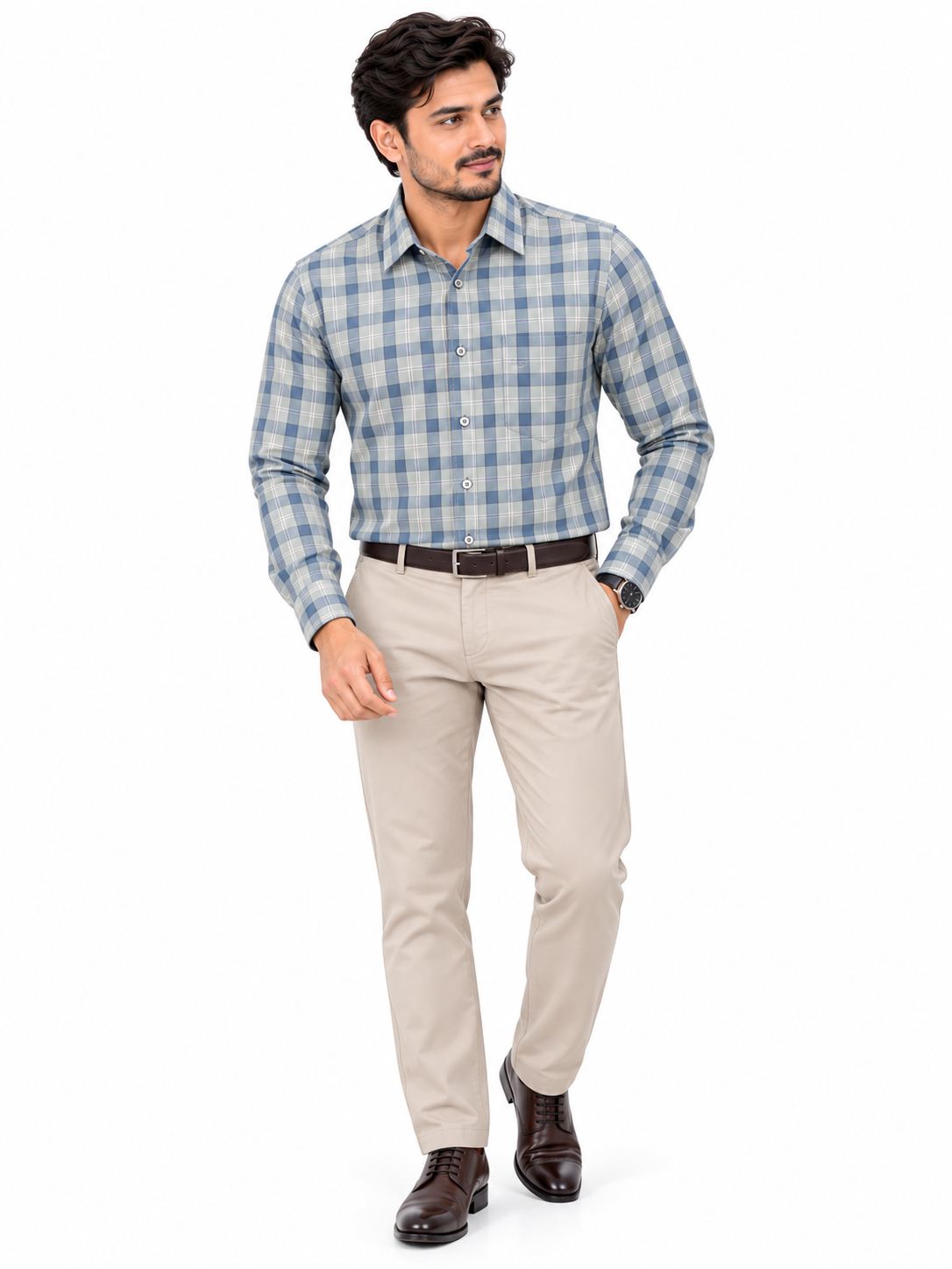 Premium Blue Plaid Formal Shirt