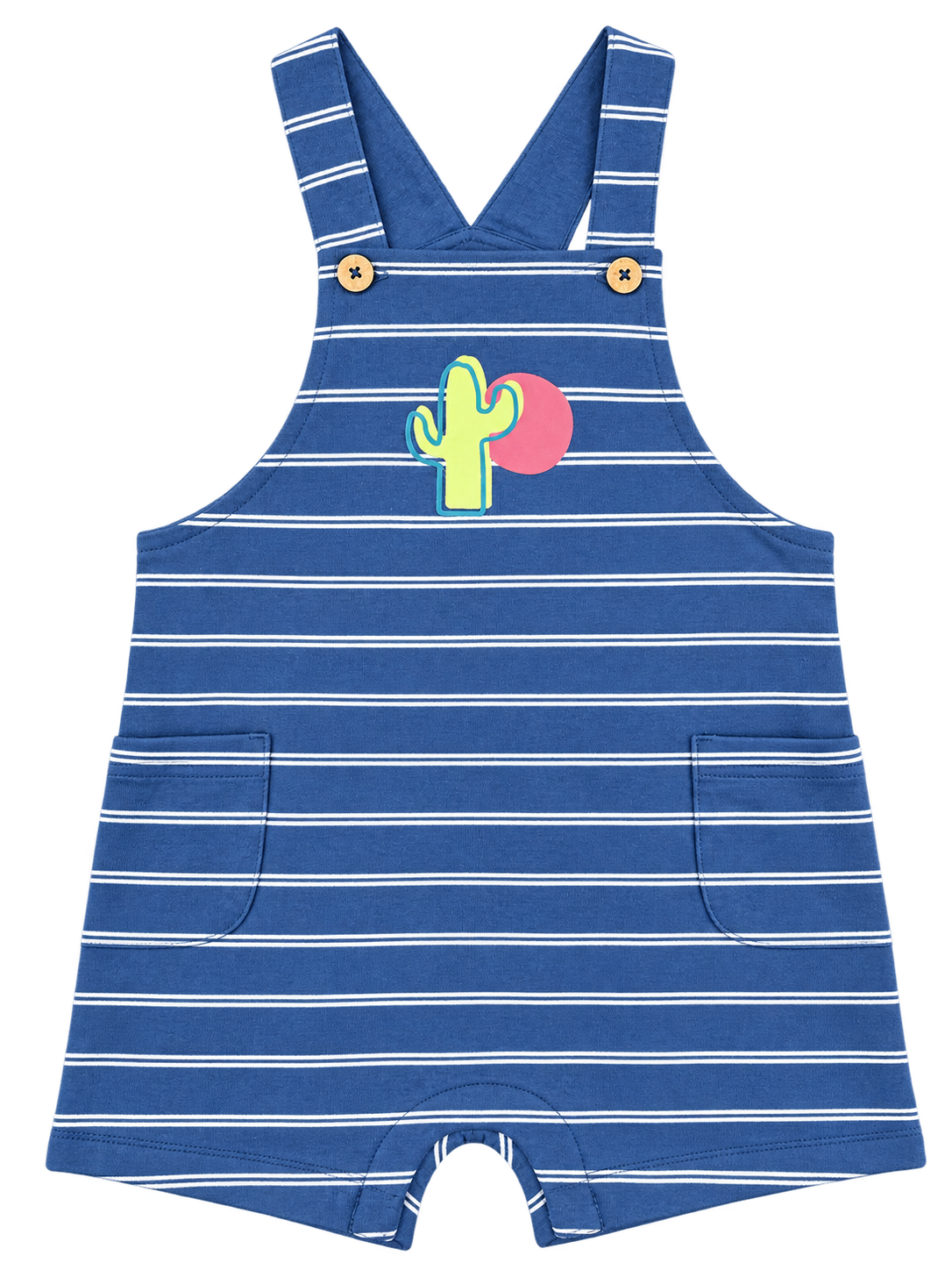 Baby Boys’ Teal Striped Cookie Pocket Romper