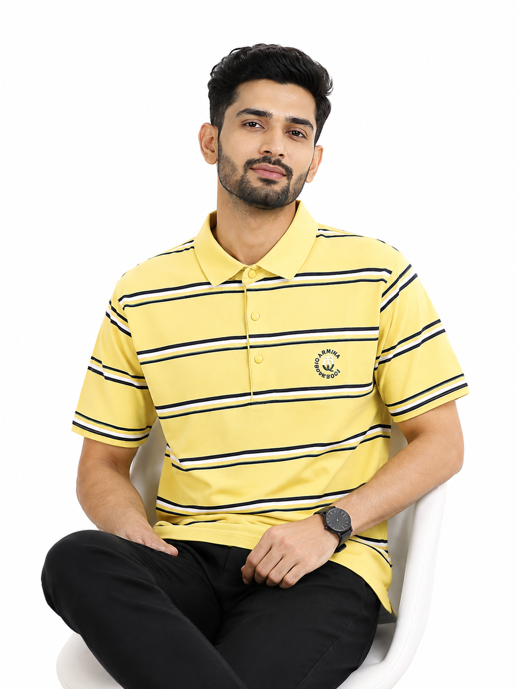 Yellow Striped Polo Shirt