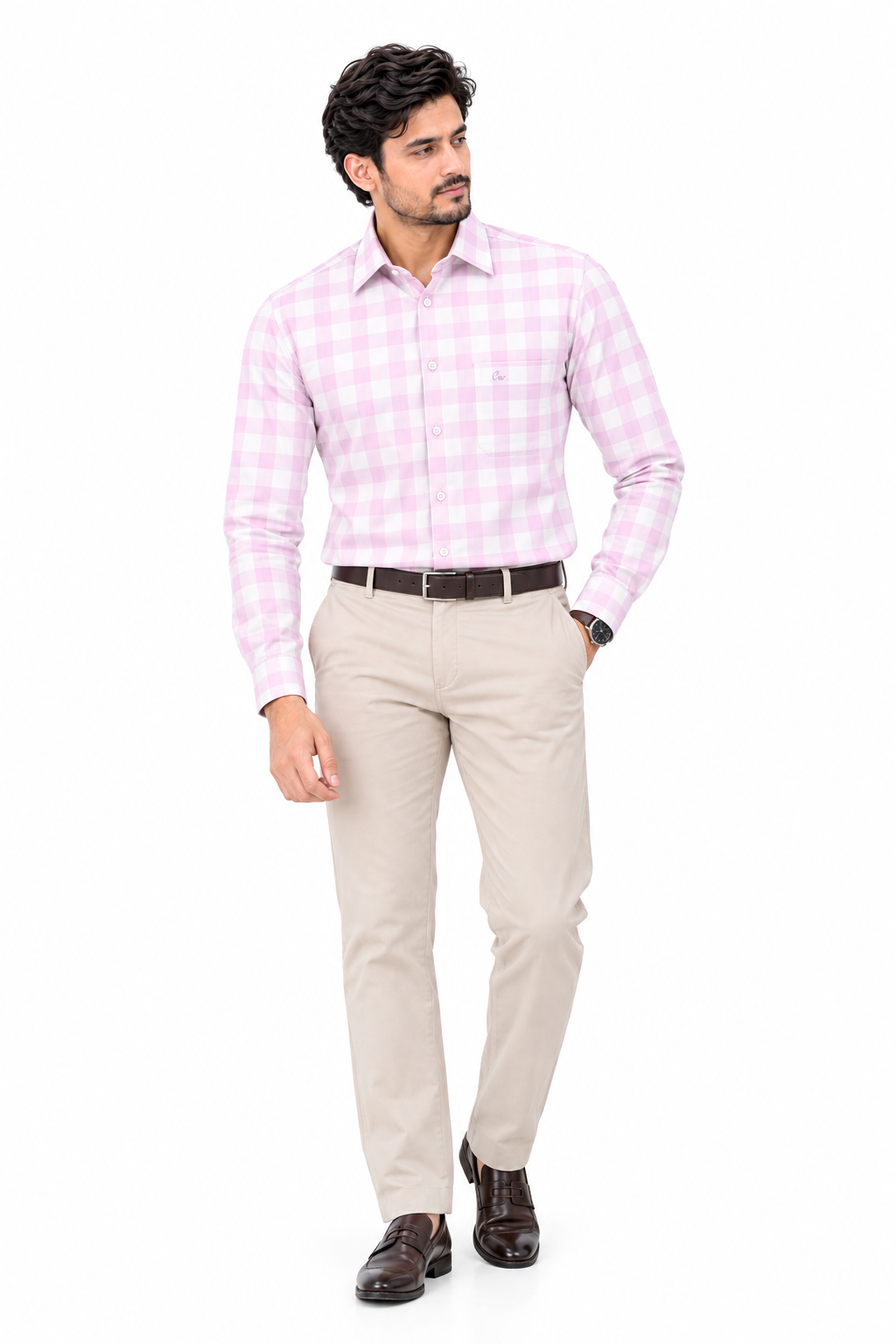 Premium Pink Checkered Formal Shirt