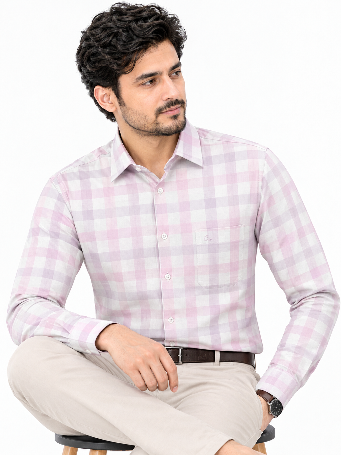 Premium Pink Checkered Formal Shirt