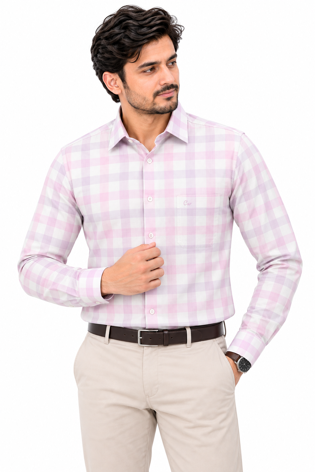 Premium Pink Checkered Formal Shirt