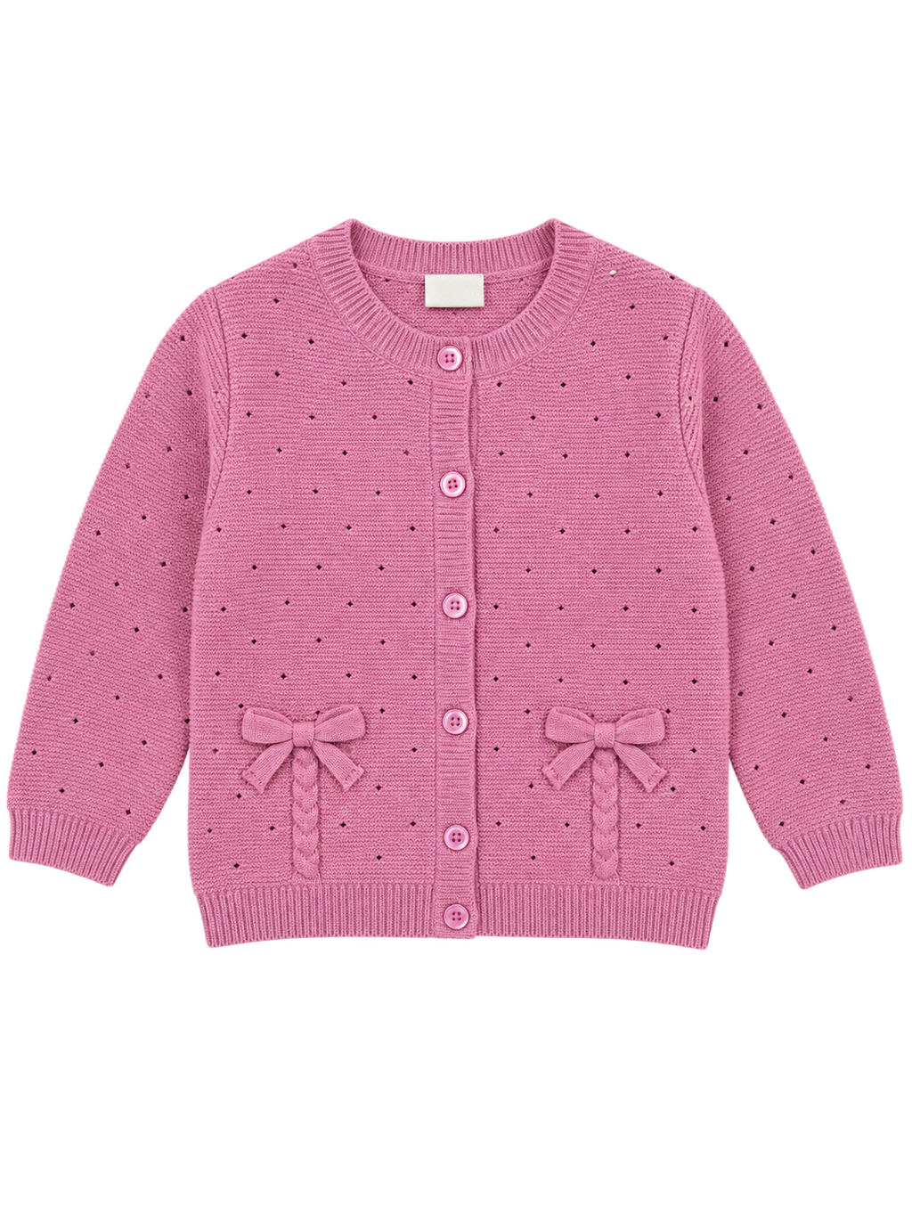 Girls’ Knitted Bow Detail Cardigan – Dusty Pink