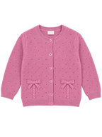 Girls’ Knitted Bow Detail Cardigan – Dusty Pink